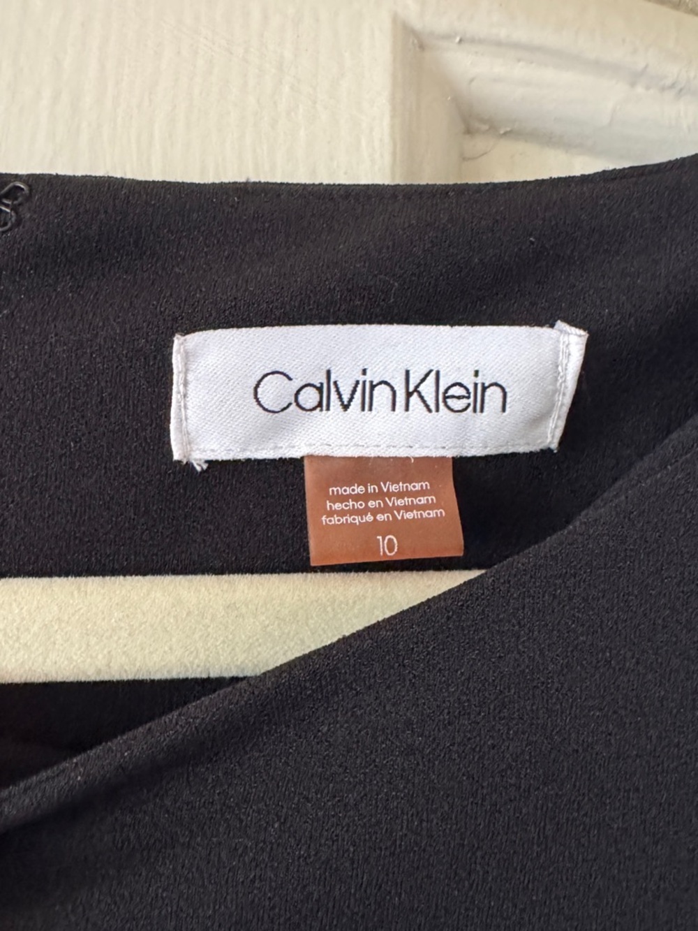 Calvin Klein Black Midi Dress with Sheer Stripe Panels and Bell Sleeves - Picture 6 of 11